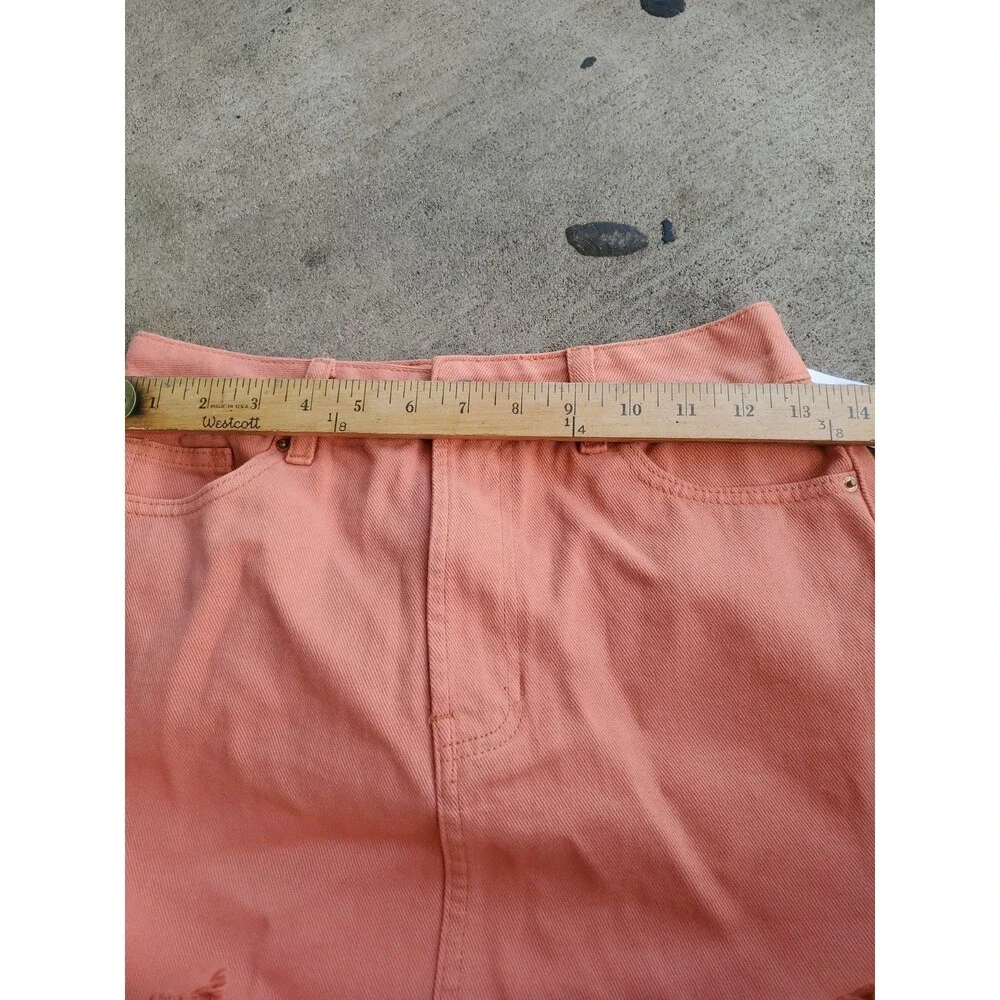 Pacsun Clay Salmon Denim Skirt Frayed Edge Size 25